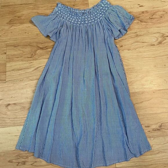 Cooperative Urban Outfitters off the shoulder blue and white stripe dress - Picture 1 of 3